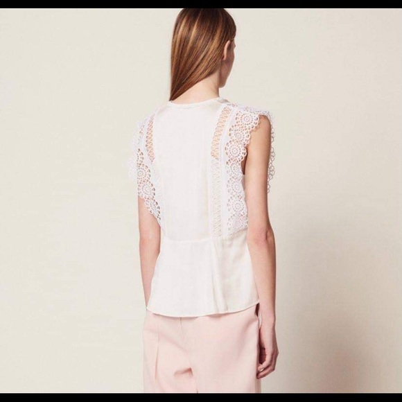 Sandro Cotton and Satin Top - Picture 3 of 5